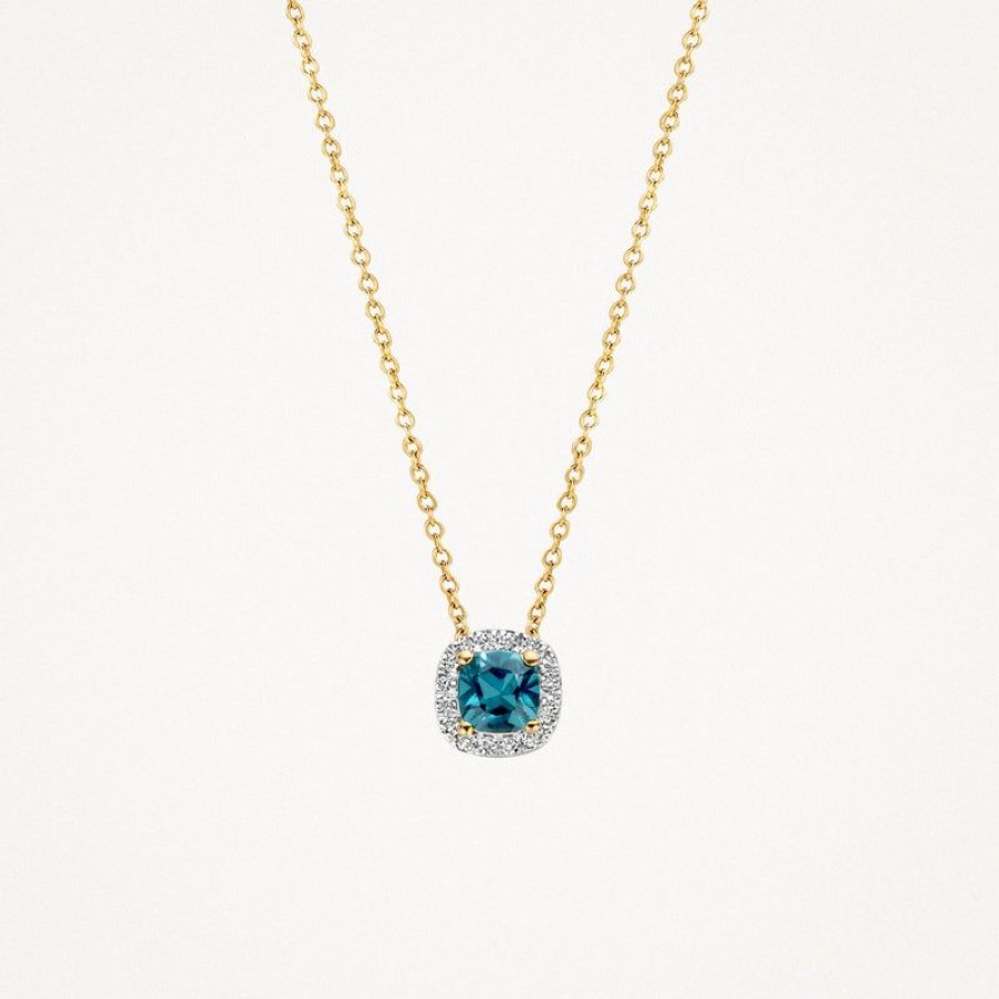 Necklaces Blush | 14K Yellow And White Gold With Diamant And London Blue Topaz