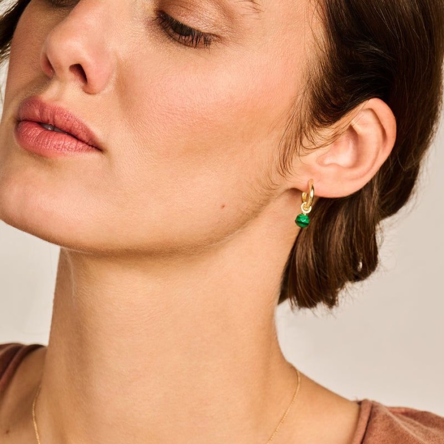 Ear Charms Blush | 14K Yellow Gold With Malachite