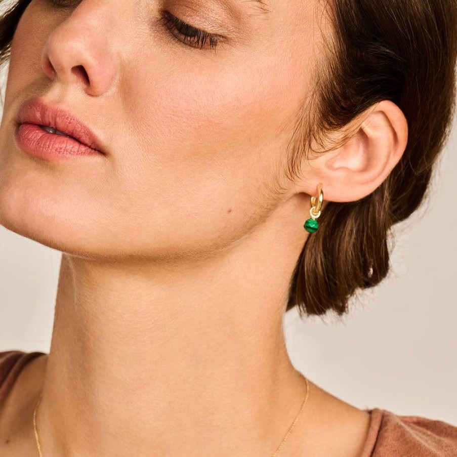 Ear Charms Blush | 14K Yellow Gold With Malachite