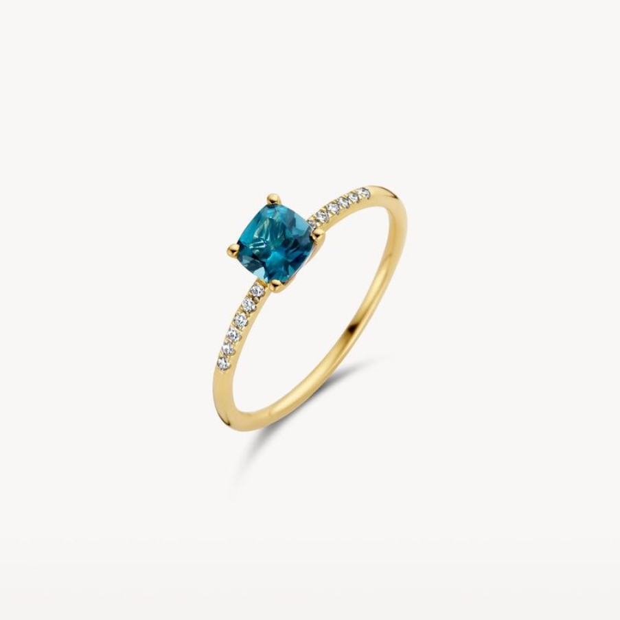 Rings Blush | 14K Yellow Gold With Diamond And London Blue Topaz